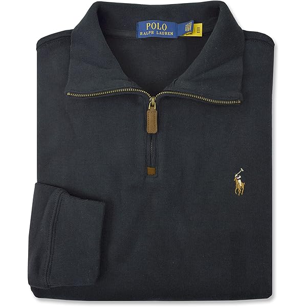 美品　POLO RALPH LAUREN polo ralph laurEN Mens Printed Double Knit 1/4 Zip Pullover Navy